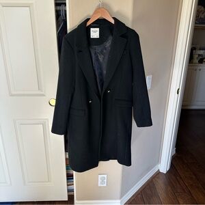 Abercrombie Women’s Black Dad Coat Trench Coat Wool Blend size s